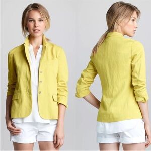 Vince Size 2 Long Sleeve Hidden Button Blazer Jacket In Citrus Chartreuse